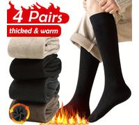 TEMU 4 de Calcetines Térmicos Cálidos la para Frío, Calcetines Largos Gruesos Acolchados Suaves para Botas de Senderismo y Esquí - Regalos de Navidad para Invierno