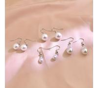 TEMU 4 de Earrings Esféricos Elegantes para Mujer, Earrings Clásicos de de Perlas Elegantes Adecuados para Uso Diario, Regalos Perfectos para el Verano