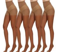 TEMU 4 de medias transparentes negras para mujer, pantimedias de control 30D, puntas reforzadas