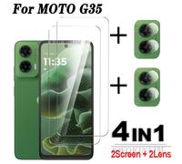 TEMU 4-en-1 para Motorola Moto G75 / G55 / G35 / G34 / G 5G Vidrio de protección de pantalla completo con adhesivo para Motorola Moto G 5G Vidrio templado para Motorola Moto G55 Película de lente