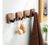 TEMU 4 ganchos autoadhesivos impermeables de resistencia, ganchos de pared de madera para baño y cocina, fáciles de instalar y pegar, ideales para colgar toallas, ropa, sombreros y batas