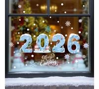 TEMU 4 Hojas/Juego Navidad 2026 Pegatinas Estáticas de Vidrio, , Papá Noel, Hombre de Nieve, Dormitorio, , , Corredor, Decoración de Ventanas de Comerciales, , Pegatina Cara, , Extraíble