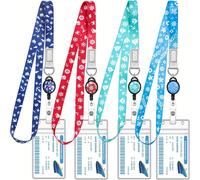 TEMU 4 Juegos de Cordones para Tarjetas de Embarcación de para Personal con Carretes Retráctiles para Insignias, Clips para Identificación, Accesorios Esenciales para Cruceros 2025