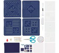 TEMU 4 Juegos de Kit de Posavasos DIY Kit de para Principiantes Kits de Bordado con 4 Muestras de Posavasos Kits de Bordado Japonés para Adultos Kit de Costura a con Hilo y Agujas de