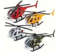 TEMU 4 Mini Modelos de Helicópteros de Aleación - Policía, Bomberos, Trabajos de Ingeniería, Helicóptero Militar - Helicópteros con Hélices Giratorias, Regalos para Fiestas de para Niños