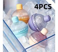 TEMU 4 moldes redondos para bolas de hielo de whisky, bandejas de hielo con forma de hechas de silicona de grado - para uso doméstico, perfectas para congelar cubitos de hielo