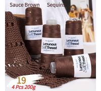 TEMU 4 ovillos y hilo de lentejuelas de de lino | 200g de hilo multicolor para crochet, suéteres, cárdigans, bufandas, mantas, cojines, bolsos de , de flores, manualidades