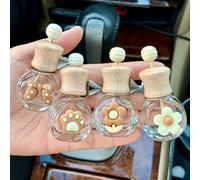 TEMU 4-Pack Botellas de Ambientador de Coche , Difusores de Clip de Ventilación Vacíos con Tapas de Madera, Diseños Asortidos, Sin , Contenedor de Perfume de Auto