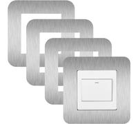TEMU 4-Pack Cubiertas de interruptores de luz con acabado de metal cepillado, decoración de conmutador de pared , no requiere batería, decoración para el hogar (8.6cm*8.6cm)