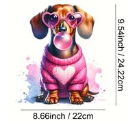 TEMU 4-Pack de transferencias de hierro de perro salchicha, parches de vinilo con diseño de suéter con , gafas y , apliques DIY para camisetas, jeans, máscaras, mochilas