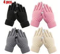 TEMU 4-Pack Quazilli Guantes de invierno con pantalla táctil para mujer, punto , elástico, compatible con mensajes de texto, poliéster, a /limpieza , uso al