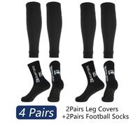 TEMU 4 Pairs of Kids' Football Socks And Leg Covers, Breathable Mid-Tube Soccer Socks & Leg Sleeves Set for Kids, Competition Training Breathable Leg Covers & Soccer Socks Set for