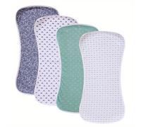 TEMU 4 Paños Ultra Suaves de Algodón para Eructos - Grandes, Absorbentes y con Diseños Unisex