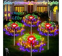 TEMU 4 Paquetes/1 Paquete AIPUSI Luces de Exterior con 320/90 LEDs, Batería de Litio - Luces Inteligentes para Entrada, Jardín, Navidad, , Fiestas - Control de Botón , Plástico Duradero