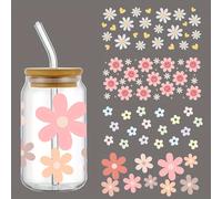 TEMU 4 Pegatinas Retro de Cristal con Impresión UV de Margarita para Tazas, Pegatinas para Tazas de 16OZ