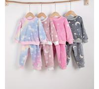 TEMU 4 piezas/2 conjuntos en colores aleatorios, conjuntos cálidos de felpa para otoño e invierno para niñas con patrones de estrellas y que en , conjuntos suaves y cómodos de larga y cuello