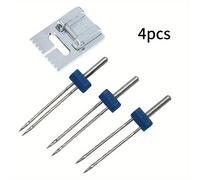 TEMU 4 piezas, Aguja para máquina de coser con pies de prensa, Aguja para máquina de coser 2, 3, 4 mm