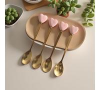 TEMU 4 piezas Cucharas de Acero Inoxidable 410 de Lujo Premium con de Cerámica de | Bañadas en Oro | para Té de y Postres | Ideales para Cafés y | Perfectas para Té de Elegante y Viajes