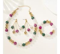 TEMU 4 Piezas de Aretes y Collar Retro Coloridos con Cuentas Exquisitos