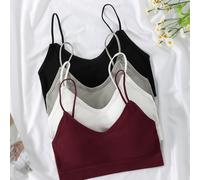 TEMU 4 Piezas de Camisetas Deportivas para Mujer, Camisola Deportiva, Combinación Multicolor, Varios Tamaños, Ropa Interior Cómoda y Sin Aros, Tankini
