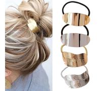 TEMU 4 Piezas de Diademas Bohemias Minimalistas - Diseño Hoja, Bandas Metálicas Brillantes con Clip Elástico , Accesorios de Moda en Color Sólido para Mujeres Mayores de 14 Años, Regalo Ideal