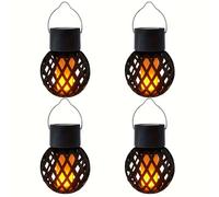 TEMU 4 piezas de faroles solares para exteriores, luces solares para jardín, lámpara colgante solar con llama parpadeante LED, ideales para patios, pasillos, calles y iluminación festiva (luz /color)