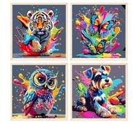 TEMU 4 piezas de kit de pintura digital para adultos, 20x20cm/7.9x7.9in, sin , , pintura acrílica fácil, con decoración de pared, , para , día , pascua, día de la , familiar.