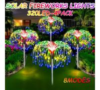 TEMU 4 Piezas de Luces Solares de con Alambre de Cobre, 8 de Iluminación, Sensor Inteligente, 240/320 LEDS, Luz Decorativa para Jardín Exterior, Fiestas y