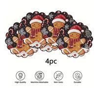 TEMU 4 Piezas de Manteles Redondos con Diseño de Hombre Jengibre para Invierno, 13.8 Pulgadas, Antideslizantes y Resistentes al , Solo Limpieza , Ideales para Decoración de Comidas y Fiestas
