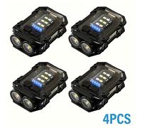 TEMU 4 Piezas de Mini Linterna Portátil Recargable, Luz de Llavero Super con Clip LED, Multifuncional y Base Magnética, Indicador de Batería, Gancho Metálico para Gorra