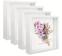TEMU 4 Piezas de para en Madera, Marcos Profundos de 3 cm, Cajas de Exhibición Hechas a DIY, Cuadrados de 8x8 Pulgadas para Flores Secas, Especímenes de Mariposas, Recuerdos de Boda y Fotos