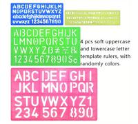 TEMU 4 Piezas de Plantillas Suaves para Aprender Alfabeto y Números, Regla Alfanumérica - Herramienta para Dibujo, Álbumes de Recortes y Manualidades DIY