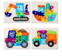 TEMU 4 Piezas de Rompecabezas Educativo 3D de Dinosaurios, Tablero Desarrollador para Niños - y