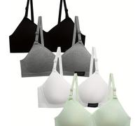 TEMU 4 Piezas de Ropa Interior para Adolescentes, Sin Aros Anticaída y con Tirantes Regulables e Inserciones No Acuciadas, 9-16 años