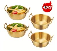 TEMU 4 Piezas de Tazones Dorados para Snacks con , 5.51 Pulgadas, Platos para Kétchup Ideales para Hogar y Picnics al , Ligeros y Portátiles, Hermosos y Fáciles de Limpiar