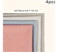 TEMU 4 Piezas de Tela para Bordado Cruz, Tela a de Poliéster, Mantel o Posavasos, Color Sólido Liso, Ideal para Manualidades, Decoración de Macetas y Ropa, 50x50 cm