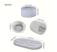 TEMU 4 Piezas Molde de Silicona para Tarros de Cemento, Bandeja , Macetero DIY, Portavelas, de Almacenamiento, Decoración con Yeso, Adorno para el Hogar