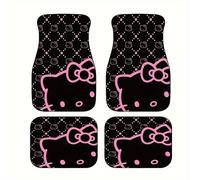 TEMU 4 piezas/set alfombras de coche Hello Kitty negras, tapetes de poliéster duraderos para autos, SUVs y camionetas, el interior del vehículo en todas , regalo ideal para hombres y mujeres