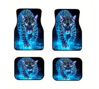 TEMU 4 piezas/set Alfombrillas de Coche Antideslizantes y Absorbentes con Estampado Animal, Universal para Interior del Automóvil