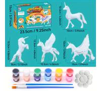 TEMU 4 piezas, Unicornio de PVC de gran tamaño para niños, fiesta de cuentos de , juego de pintura - Kit de manualidades DIY, para niños y niñas, juguete educativo, regalo para o vacaciones