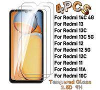 TEMU 4 protectores de pantalla de vidrio templado 2.5D 9H transparente para Xiaomi Redmi 14C 12 5G 13 13C 5G, película de vidrio templado transparente antiincrustante para Redmi 12 12C 11 11A 10C