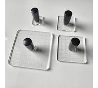 TEMU 4 sellos acrílicos cuadrados con asa, detalles transparentes