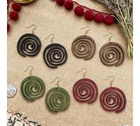 TEMU 4 /Set Aretes de Madera Estilo Vintage, Geométricos Redondos, Huecos, Asimétricos y en Hechos a para Uso