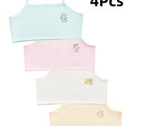 TEMU 4 tops cortos de algodón para niñas, ideales para chicas de 7 a 12 años, disponibles en varios colores y aptas para todas