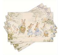 TEMU 4 unidades de individualidades con estampado de conejos y - Lavables, ideales para fiestas, decoración del hogar, encimeras de cocina y celebraciones rectangulares en de comidas
