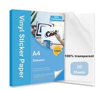 TEMU 40/20pcs Papel Vinílico Autoadhesivo 100% Transparente - Secado Rápido, Colores , Resistente al Desgarro, Compatible con Impresoras Inkjet