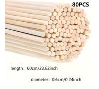 TEMU 40/80 piezas, varillas de bambú circulares de 60 cm de largo y 6 mm de diámetro, ideales para manualidades, de modelos, soporte de plantas y fabricación de banderas