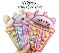 TEMU 40 Bolsas Autoadhesivas con Diseño de Animales Fantásticos y Té de Leche, Organizadora para Clips de Pelo o Joyería con Visual 3D - 4 Estilos Diferentes (10 Unidades por Estilo)