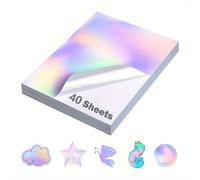TEMU 40 Hojas A4 Papel de Transferencia Holográfico, Vinilo Imprimible Autoadhesivo Hojas Impermeables para Proyectos de Bricolaje, Compatible con Impresoras de Inyección de Tinta y Láser
