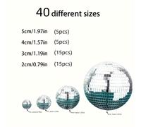 TEMU 40 Juegos de Pelotas de Disco Plateadas - Pelotas de Vidrio Reflectantes Multifuncionales para Fiestas de los 70, , Graduaciones y - Adecuadas para Decoración de Cualquier